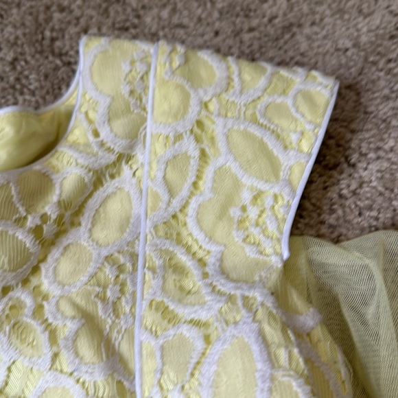 Jona Michelle Girls Yellow Floral Layered Formal A-Line Dress Cap Sleeve 8 - Picture 4 of 6